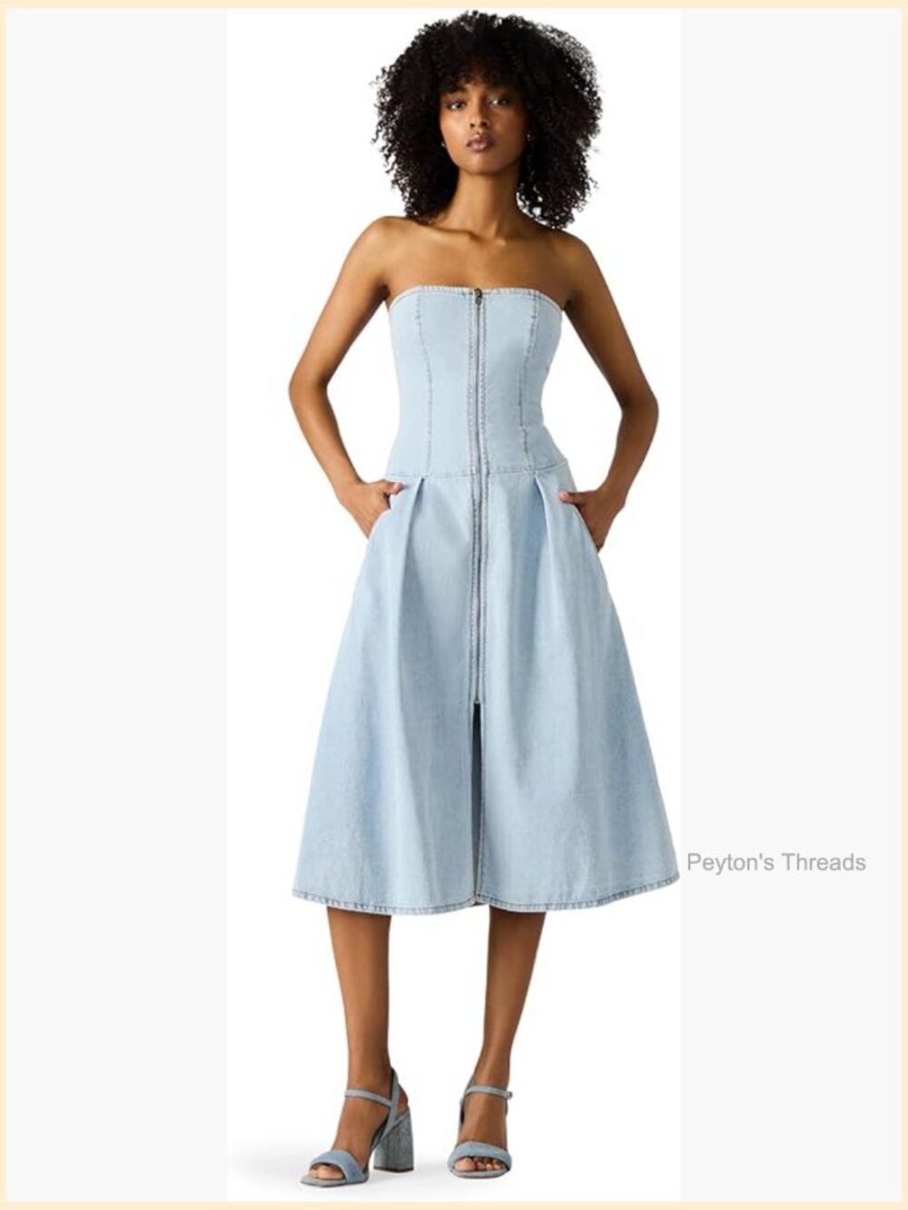 Off Shoulder Midi Dress with Zipper Back - Picture 1 of 3